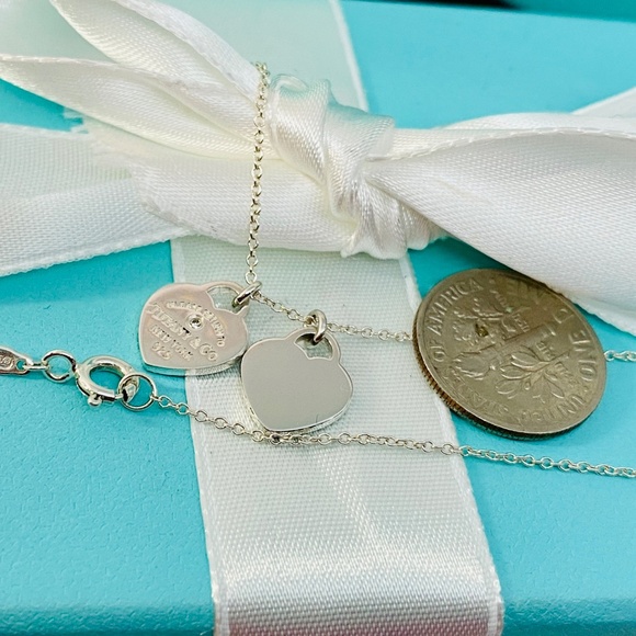 Tiffany & co diamond double heart necklace Return to Tiffany 16-18” - Picture 7 of 8